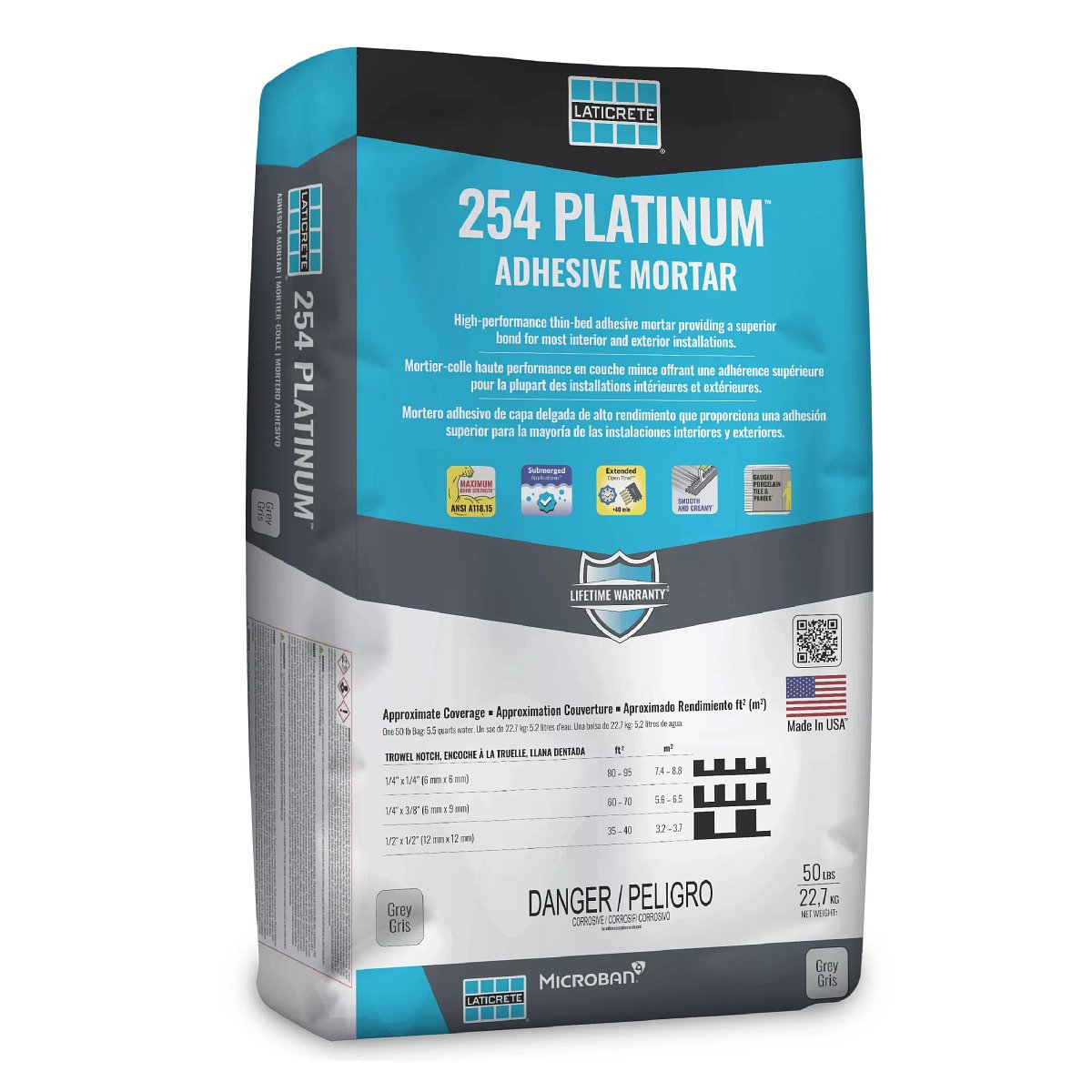 Thinset Laticrete Platinum 254 Gray 50lb bag