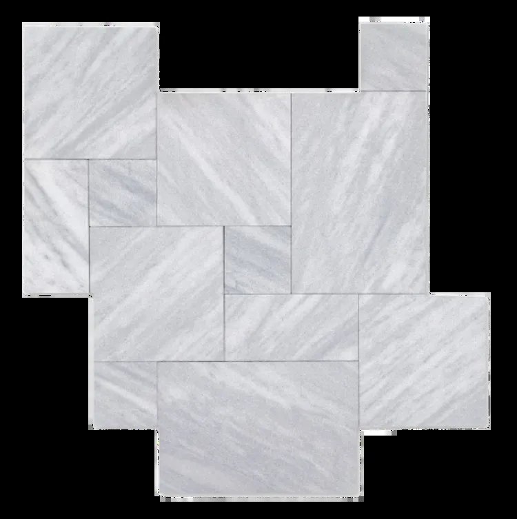 Calacatta Gray Sand Blasted Marble Versailles Pattner